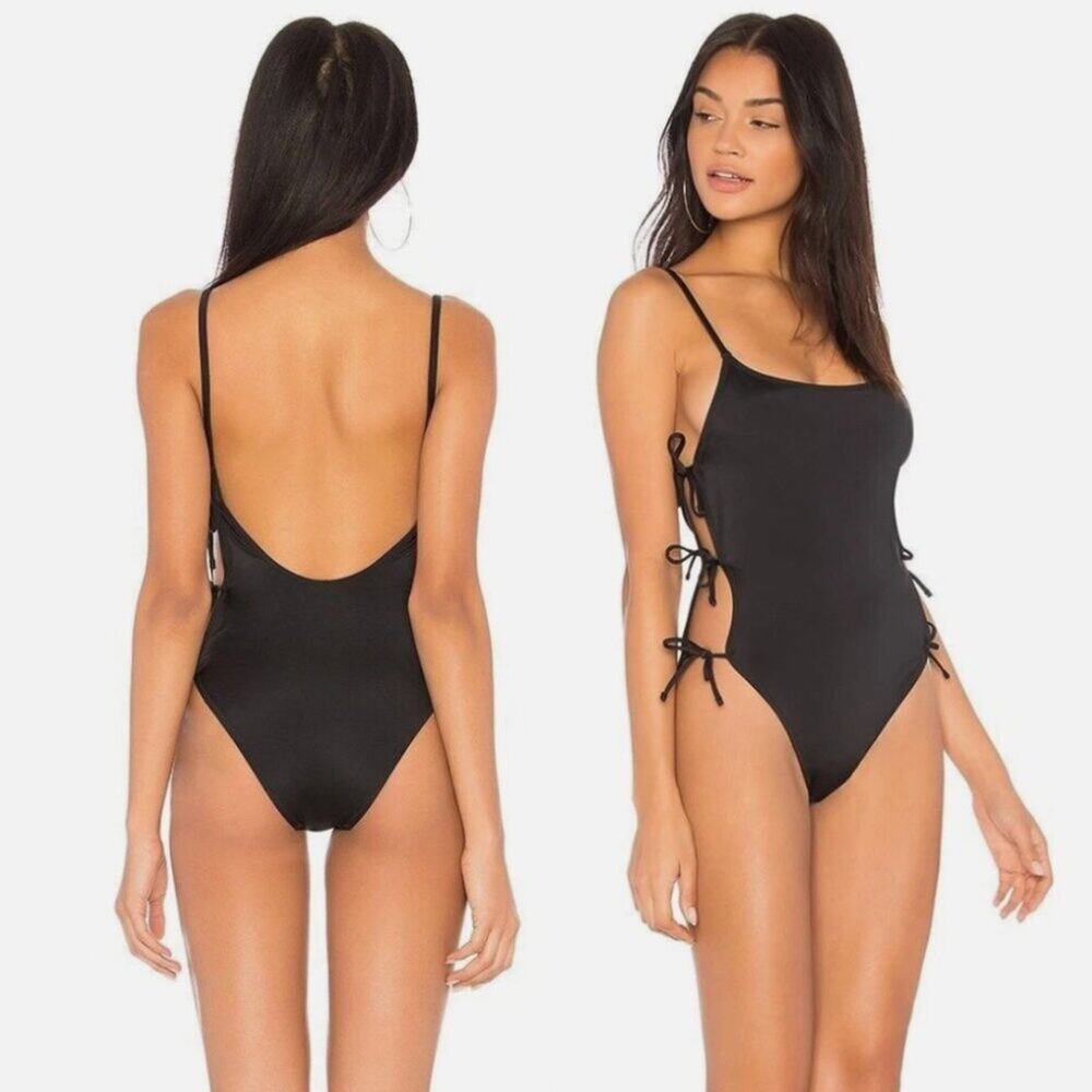 Solid & Striped The Lily Side-Tie One Piece Swimsuit in Black